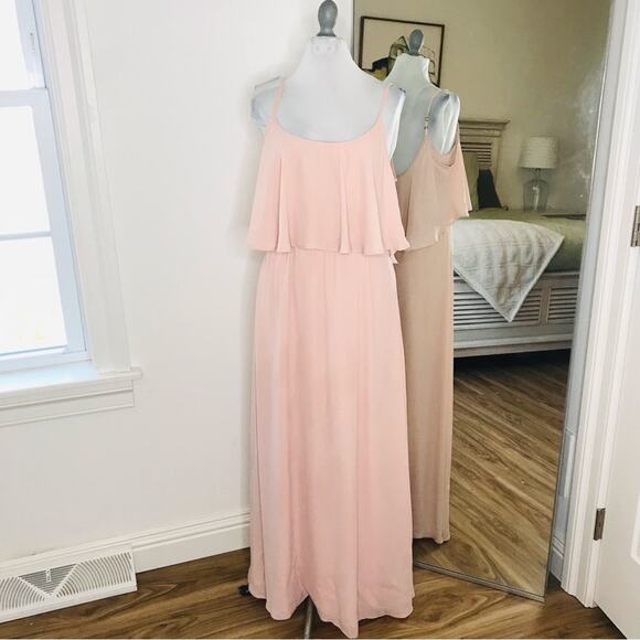 Show Me Your MuMu Caitlin Ruffle Maxi Dress Pink Size Small Prom Bridesmaid - Picture 2 of 11